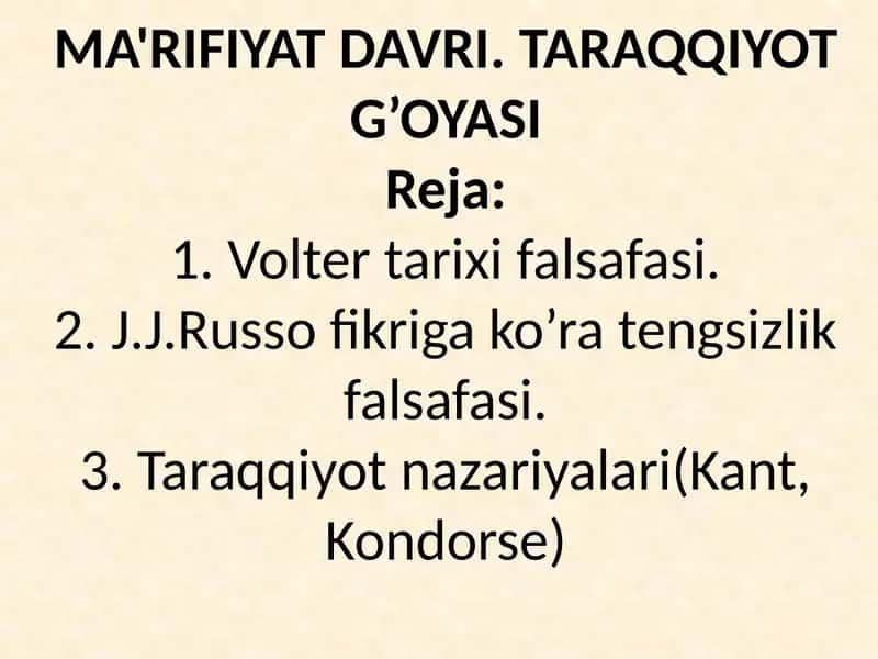 MA'RIFIYAT DAVRI. TARAQQIYOT G’OYASI