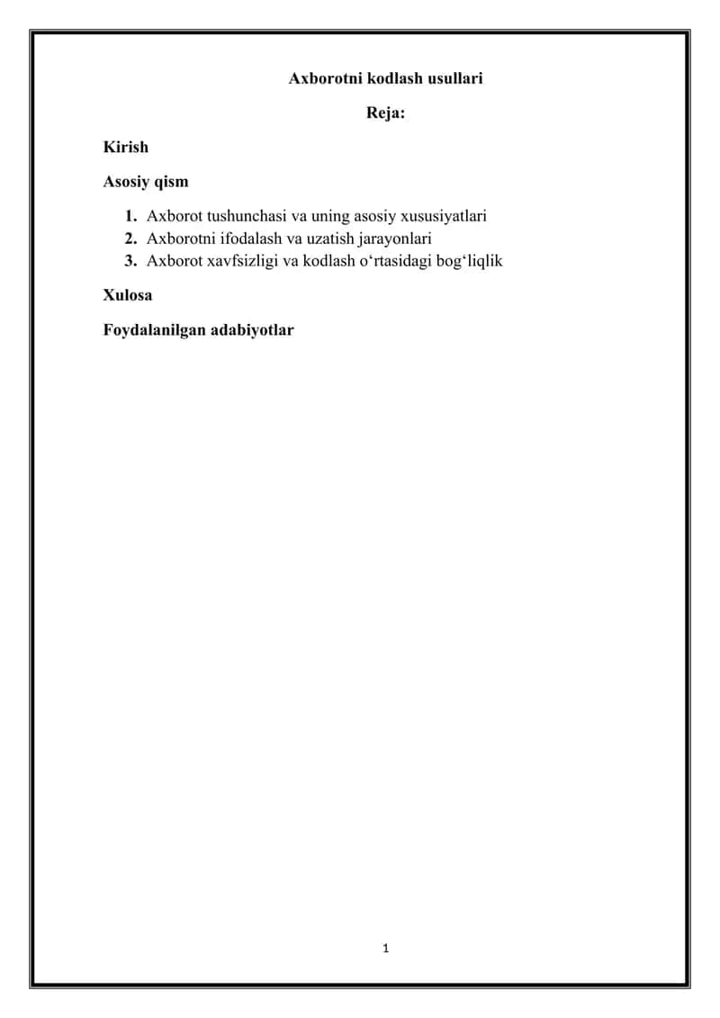 Axborotni kodlash usullari