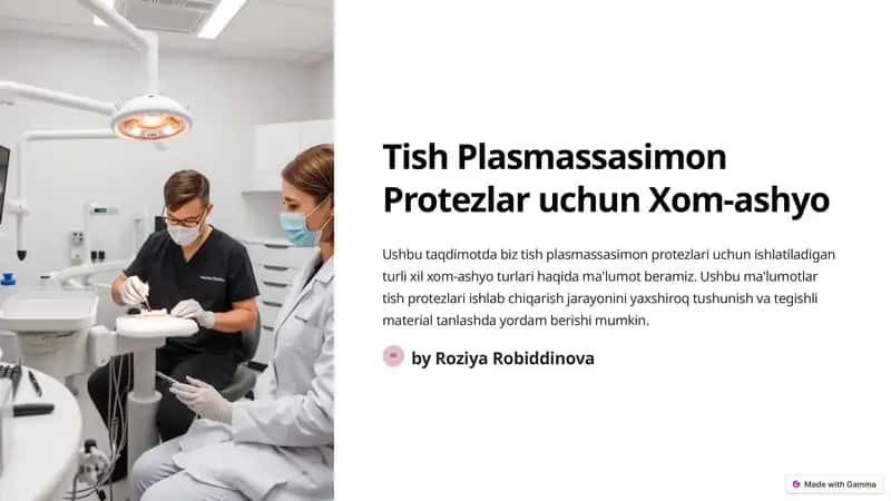 Tish Plasmassasimon Protezlar uchun Xom-ashyo