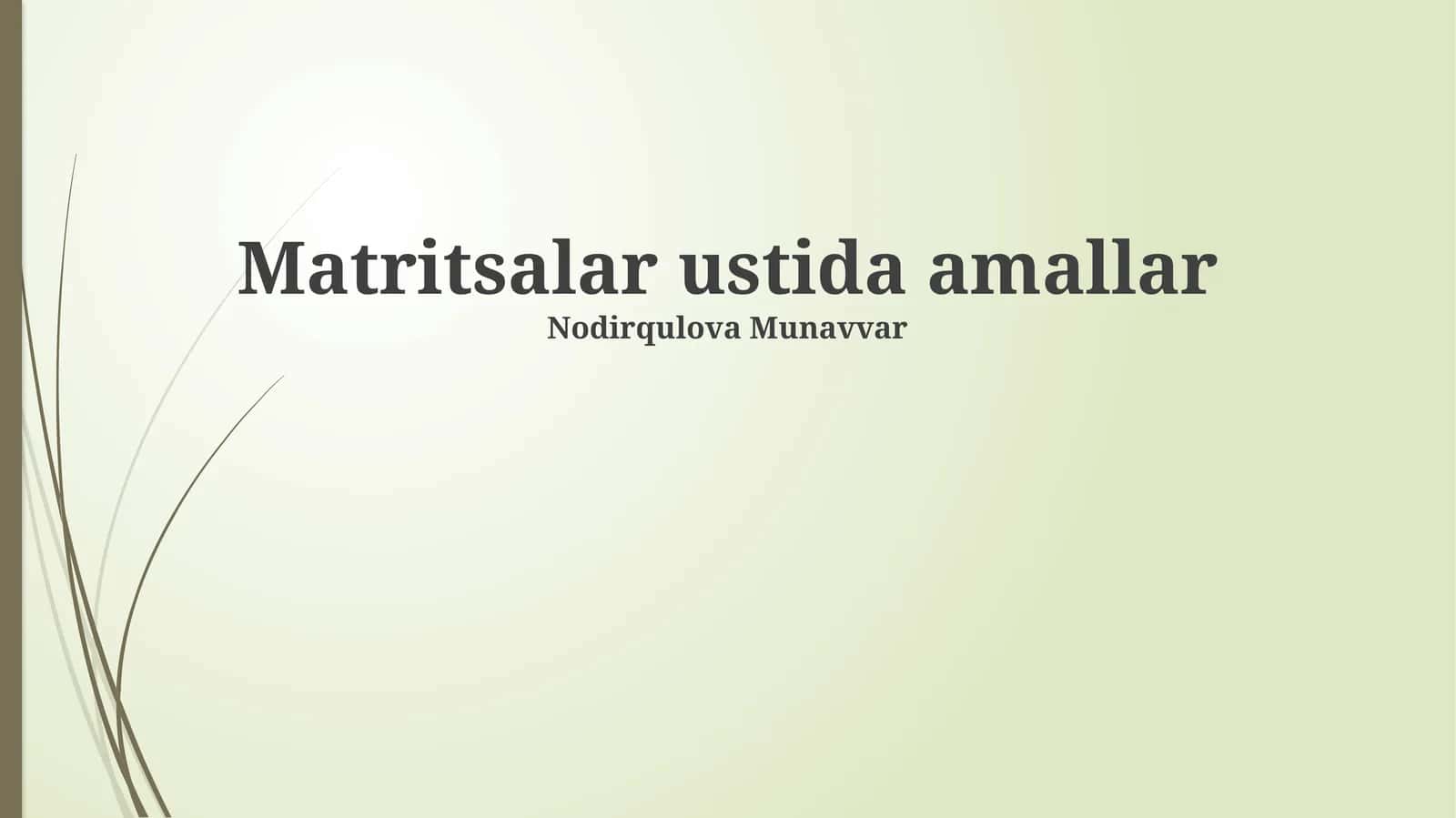 Matritsalar ustida amallar