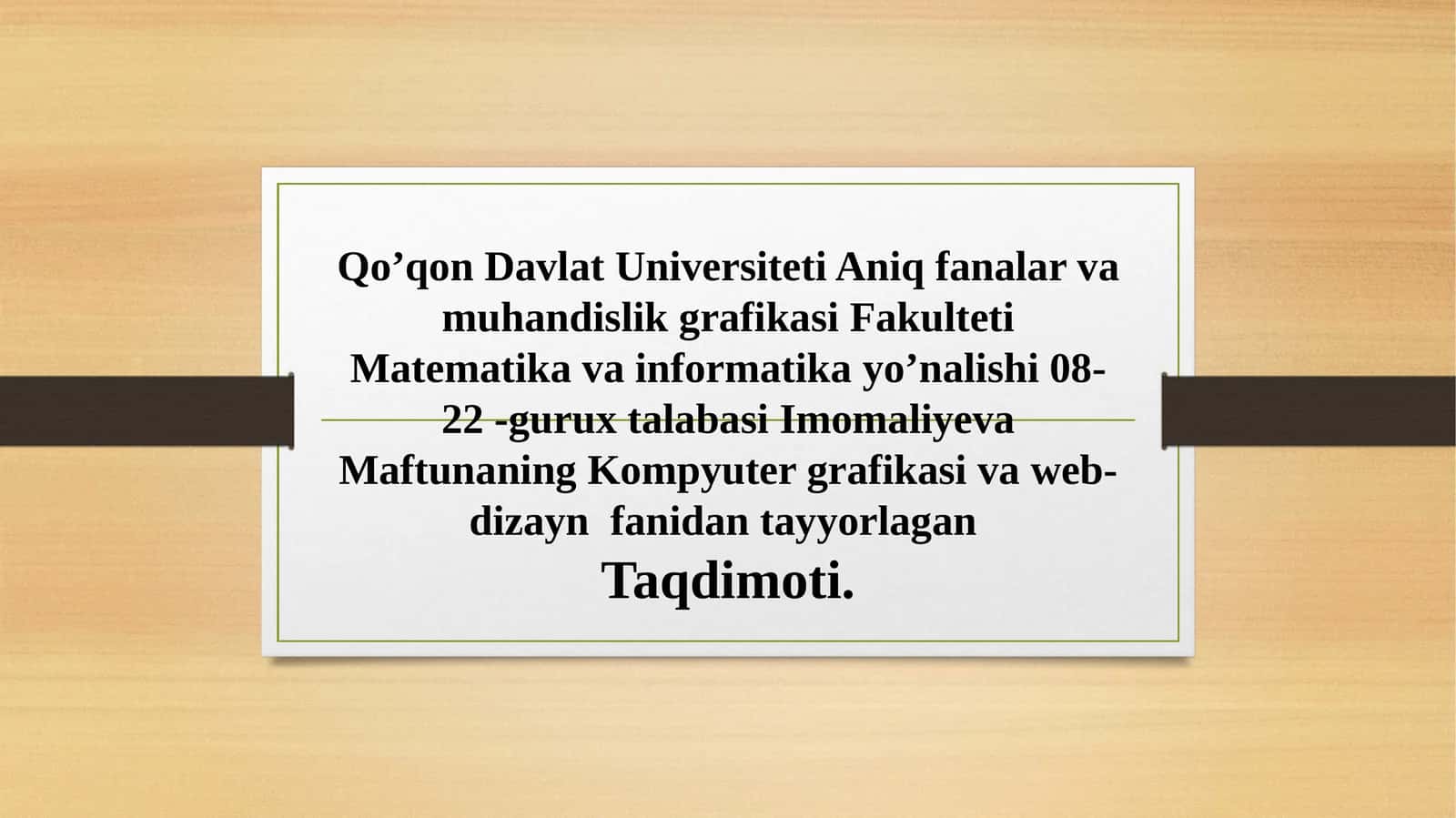 Kompyuter grafikasi va web-dizayn fanidan ta'lim