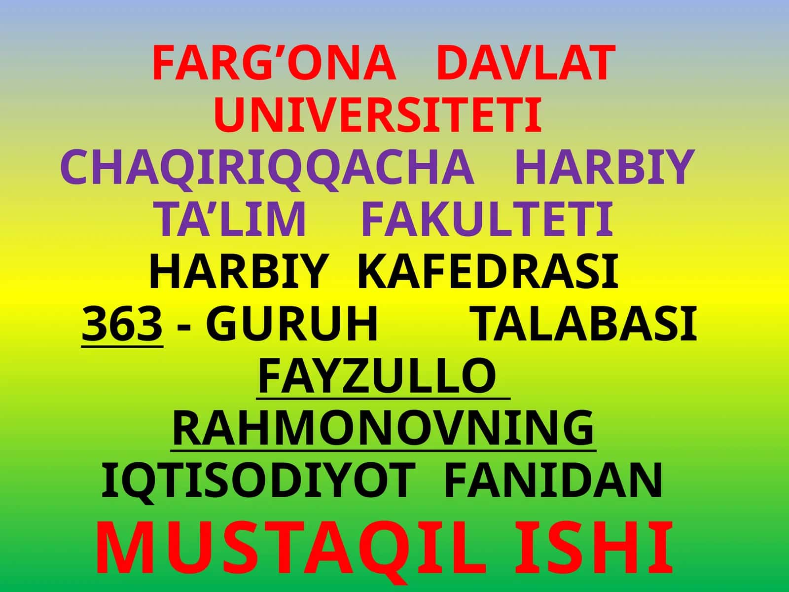 Ishlabchiqarish jarayonlari va uning natijalari