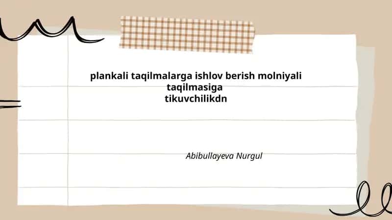 Plankali taqilmalarga ishlov berish molniyali taqilmasi