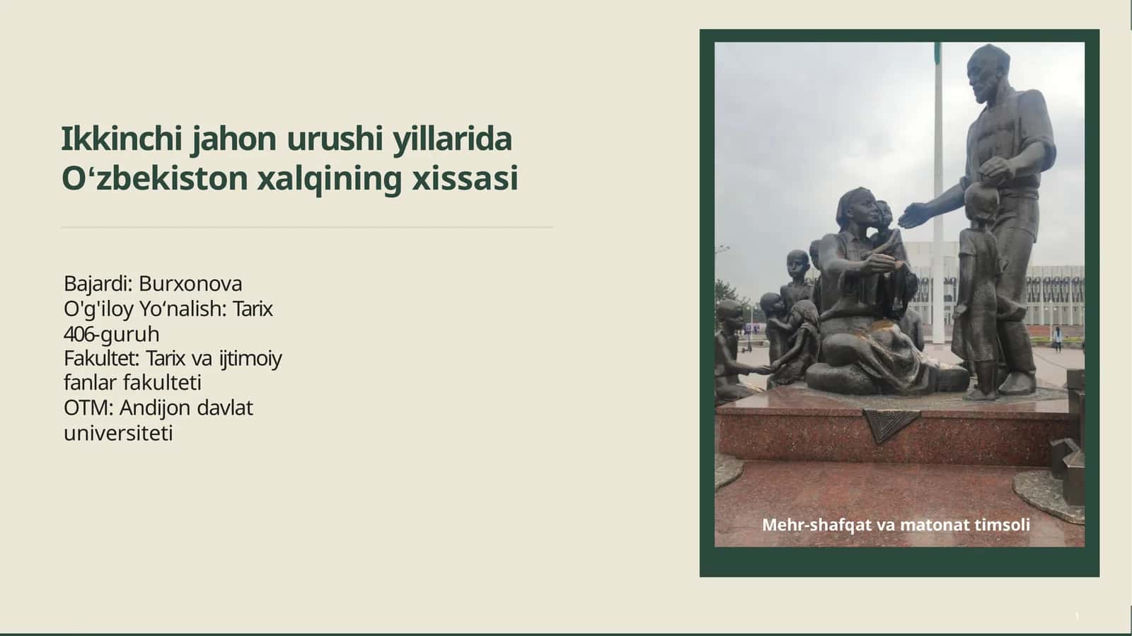 Ikkinchi jahon urush yillarida Oʻzbekiston xalqining hissasi