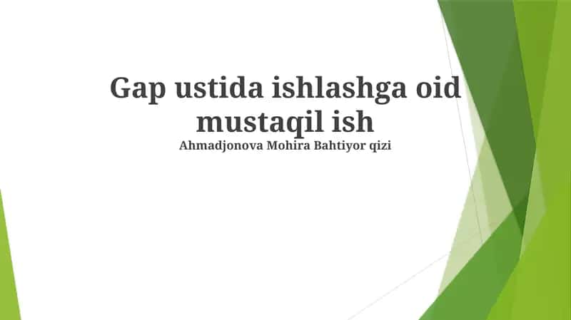 Bo'shliq tahlili bo'yicha mustaqil ishlar