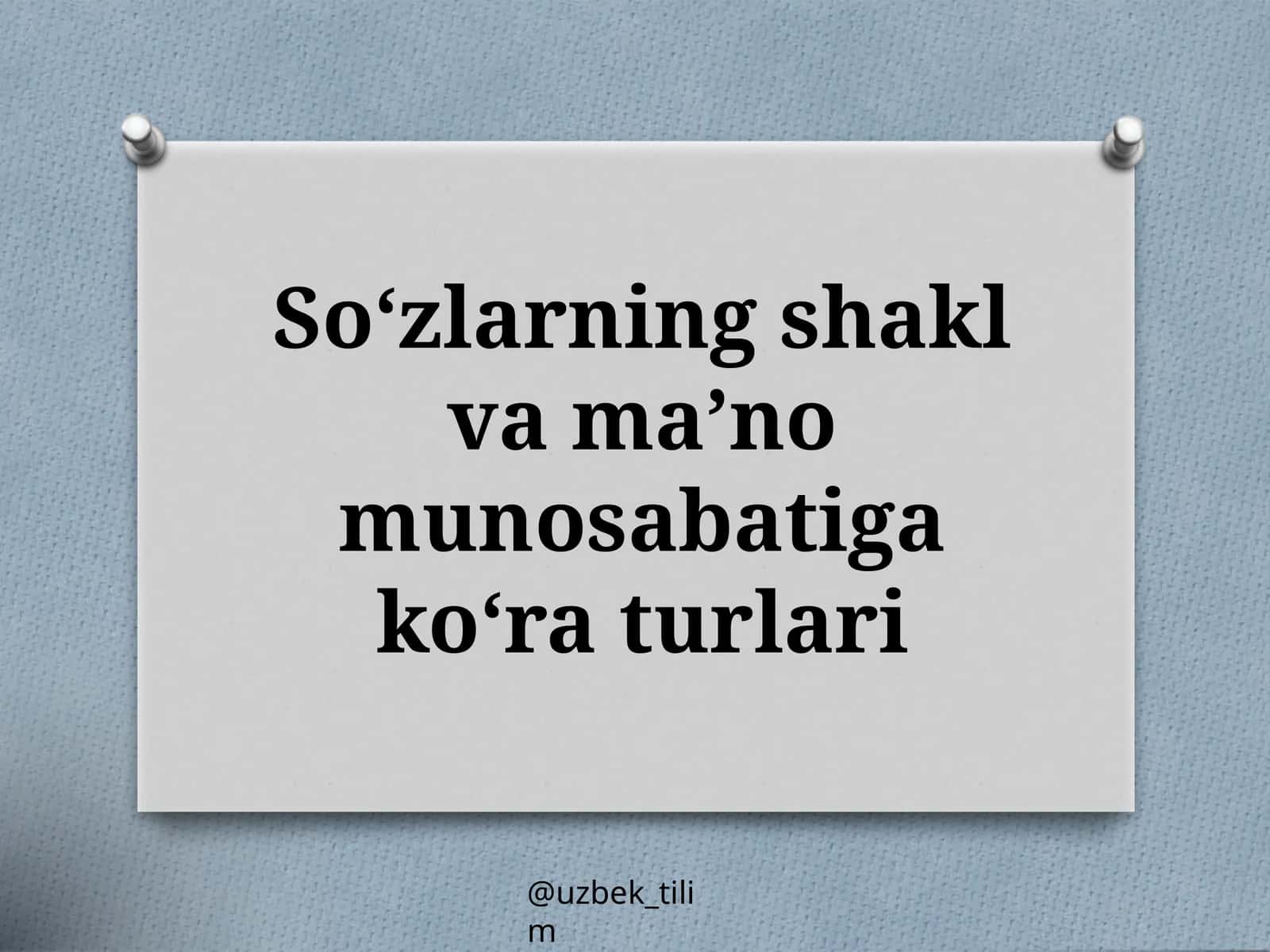 So‘zlarning shakl va ma’no munosabatiga ko‘ra turlari