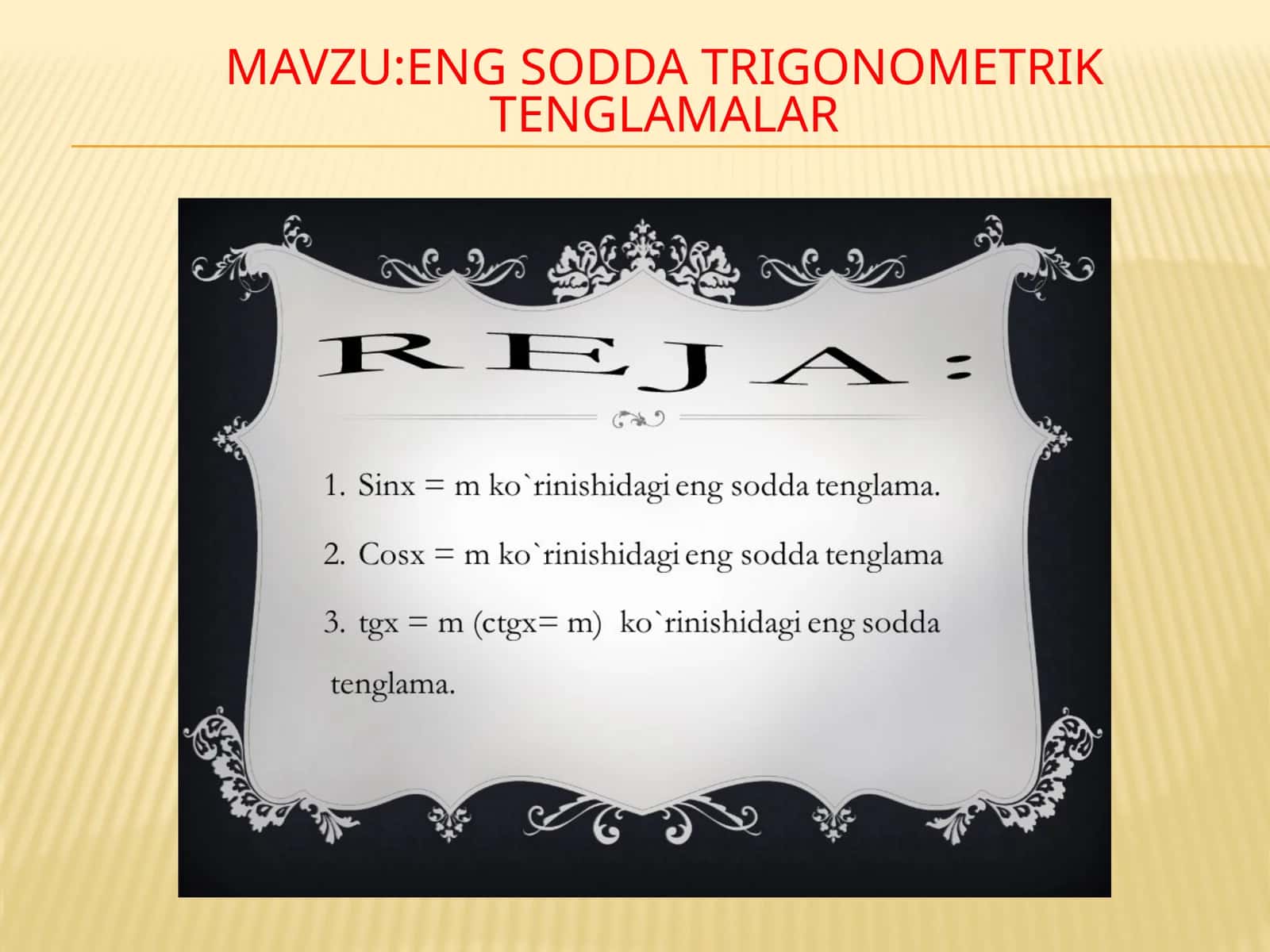 Eng sodda trigonometrik tenglamalar