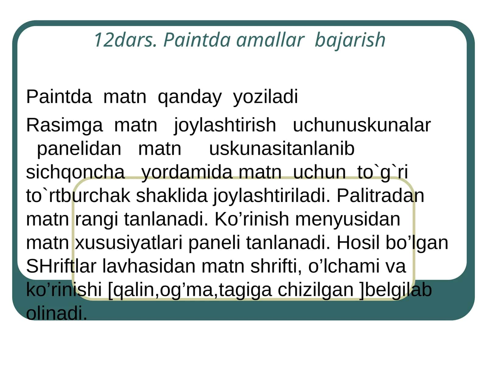Paintda amallar bajarish