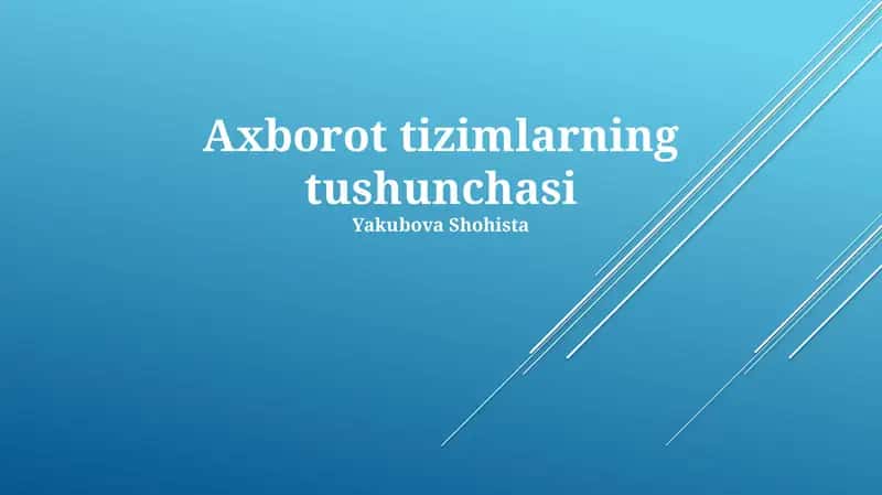 Axborot tizimlarning tushunchasi