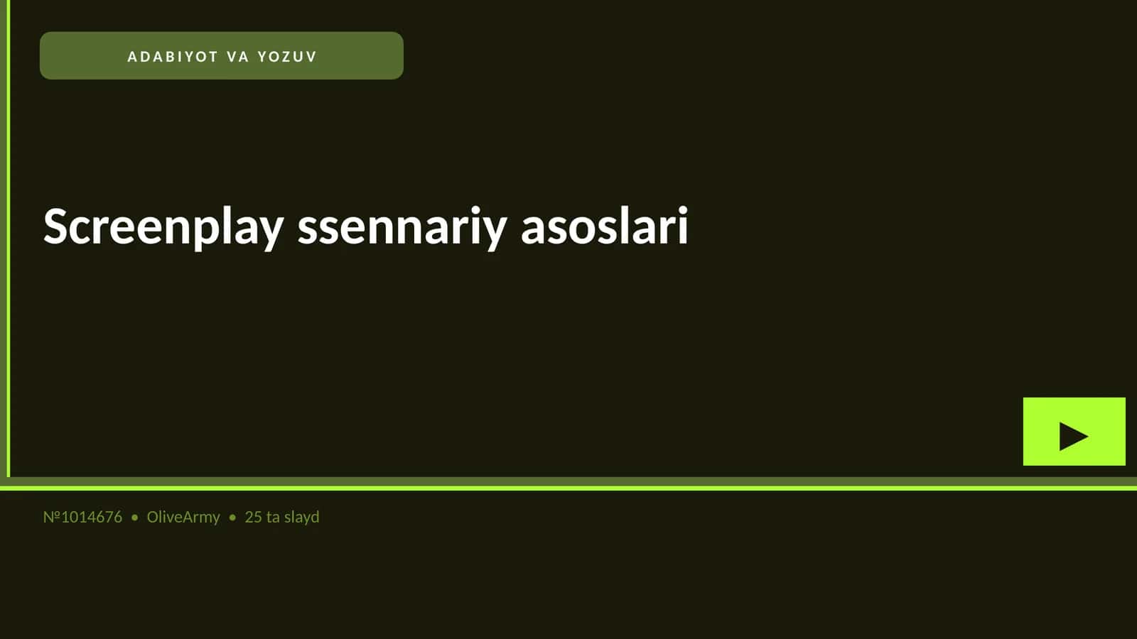 Screenplay ssennariy asoslari