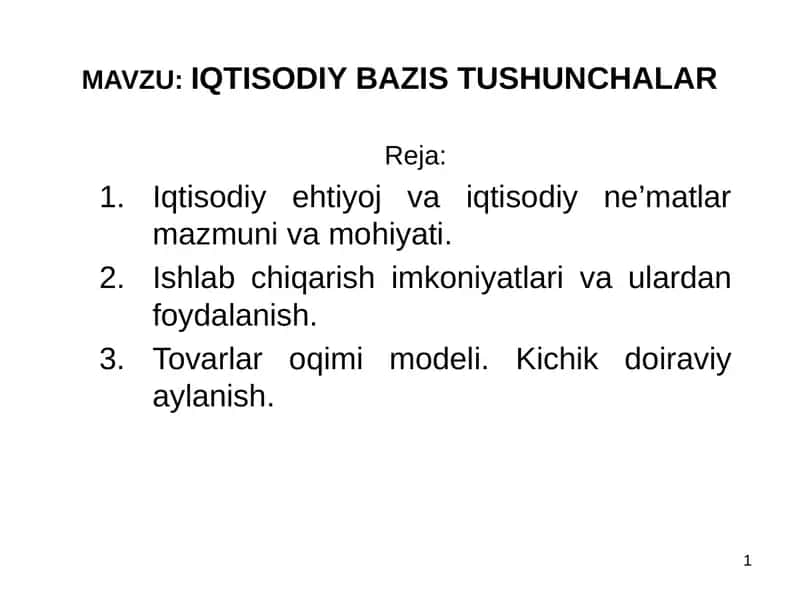 IQTISODIY BAZIS TUSHUNCHALAR