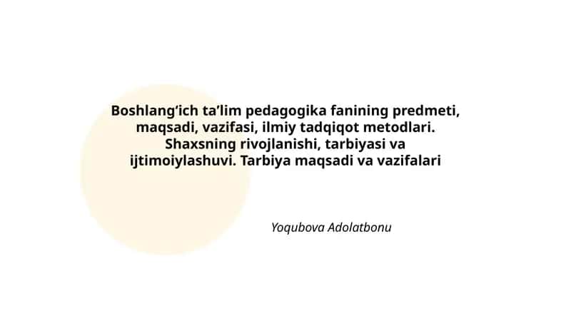 Boshlangʻich taʼlim pedagogikasi
