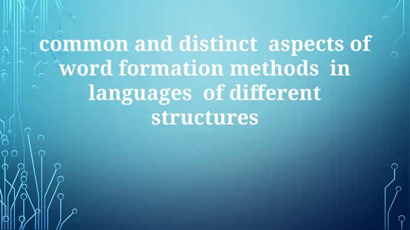 Language Typology and Word Formation