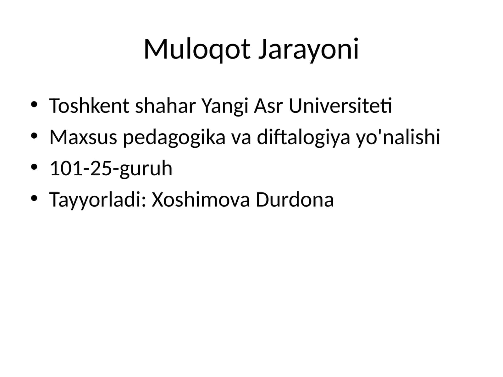 Muloqot Jarayoni