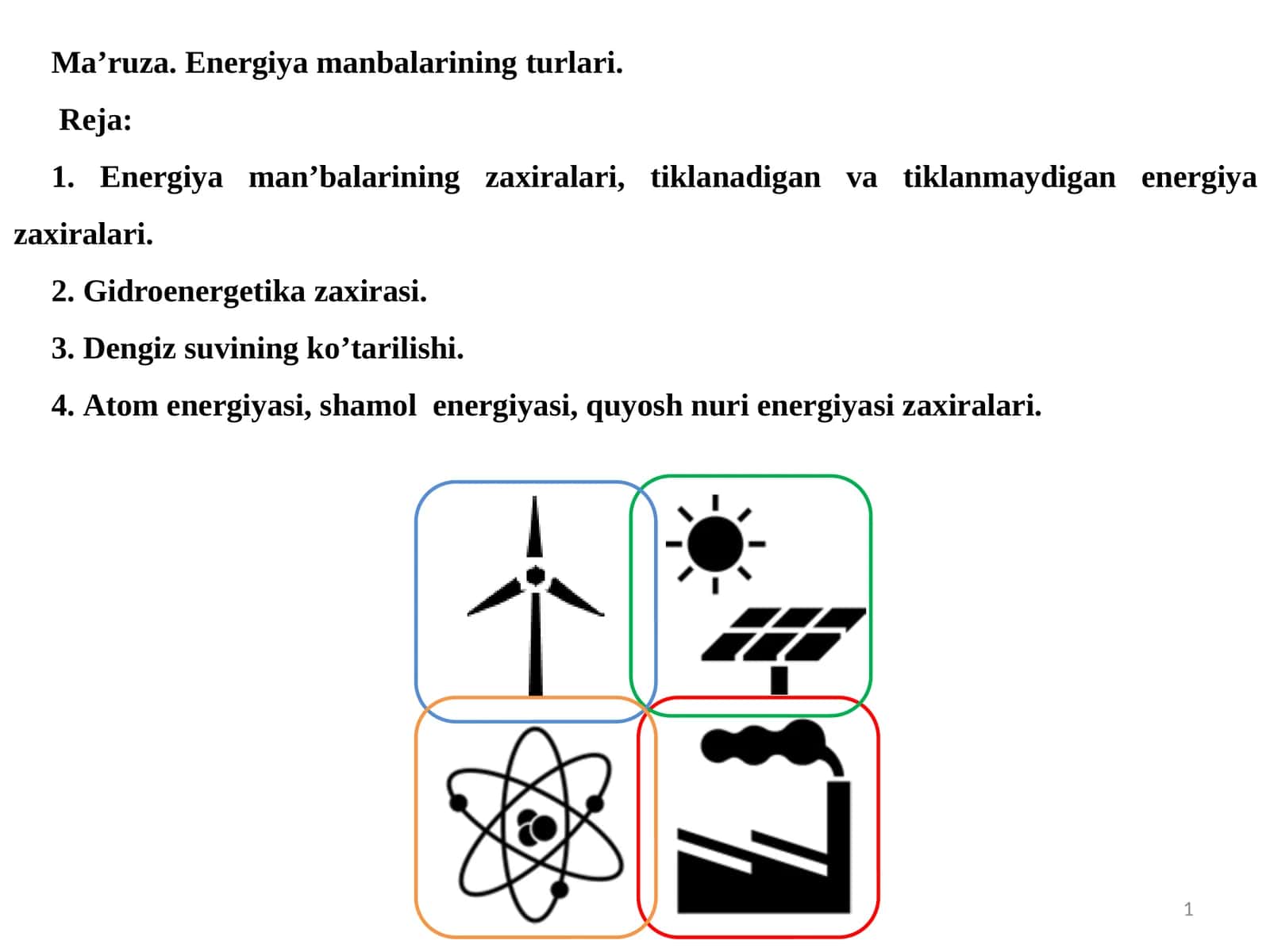 Ma’ruza.Energiyamanbalariningturlari