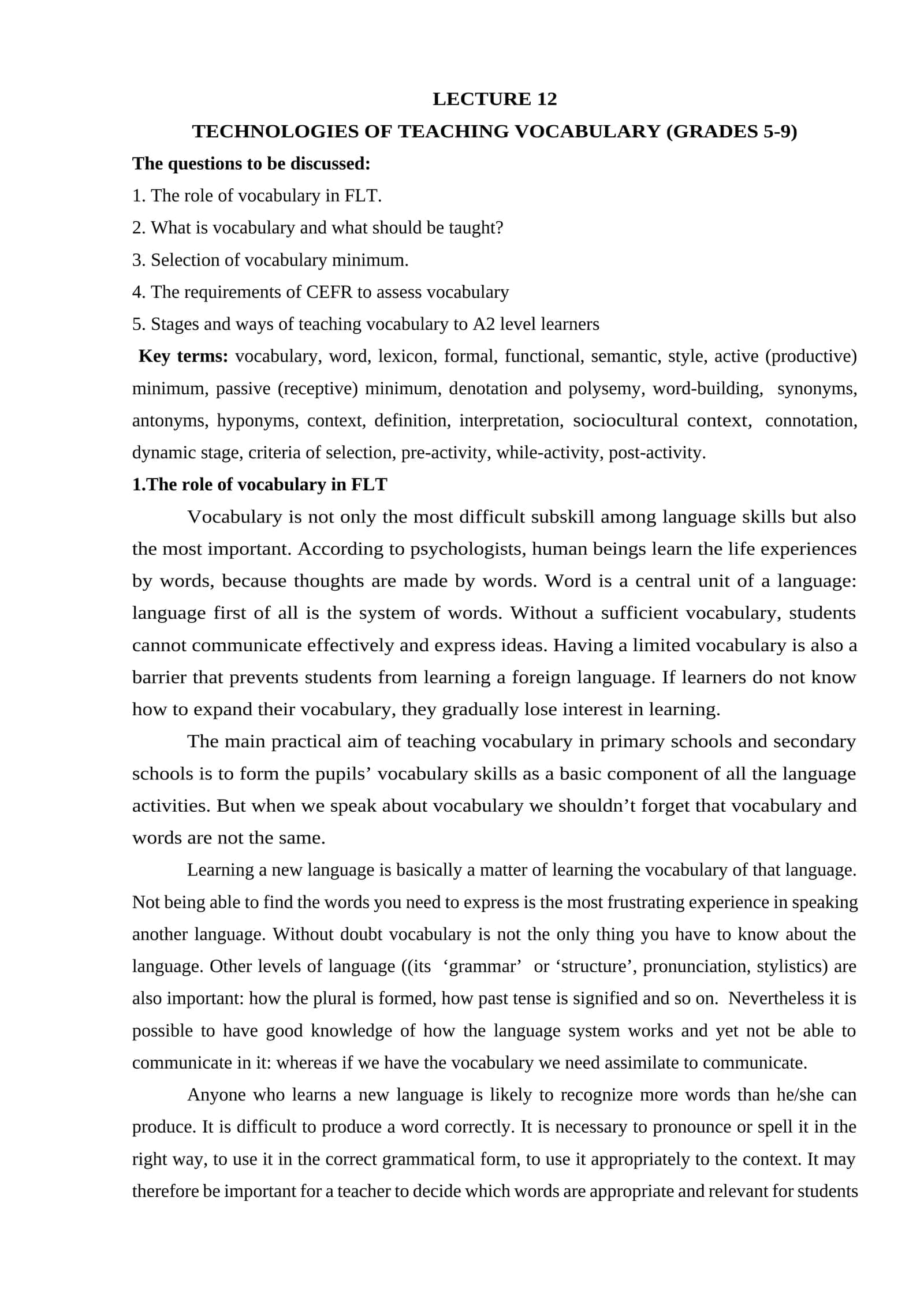 TECHNOLOGIES OF TEACHING VOCABULARY (GRADES 5-9)
