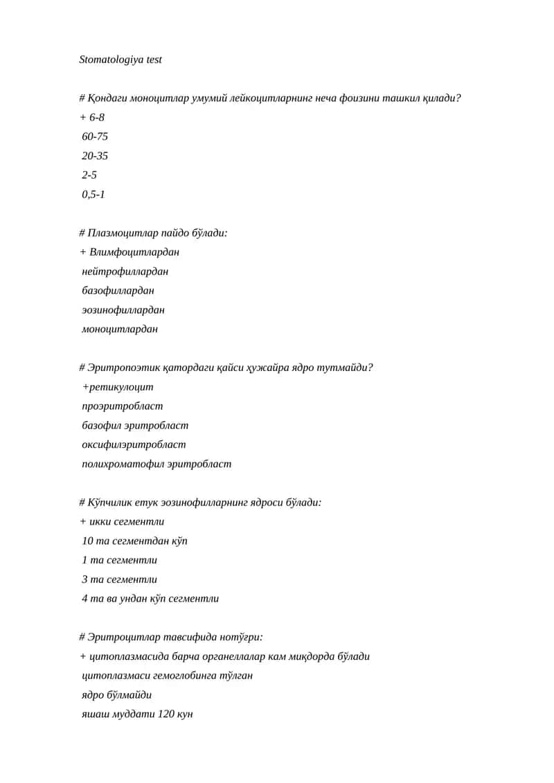 Stomatologiya test