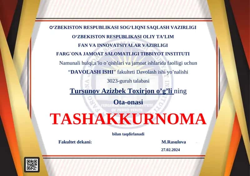 DAVOLASH ISHI fakulteti