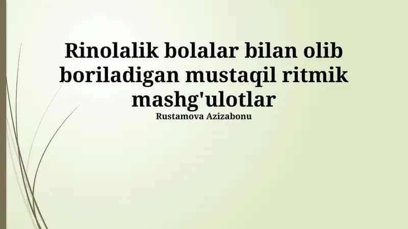 Mustaqil Ritmik Mashqlar