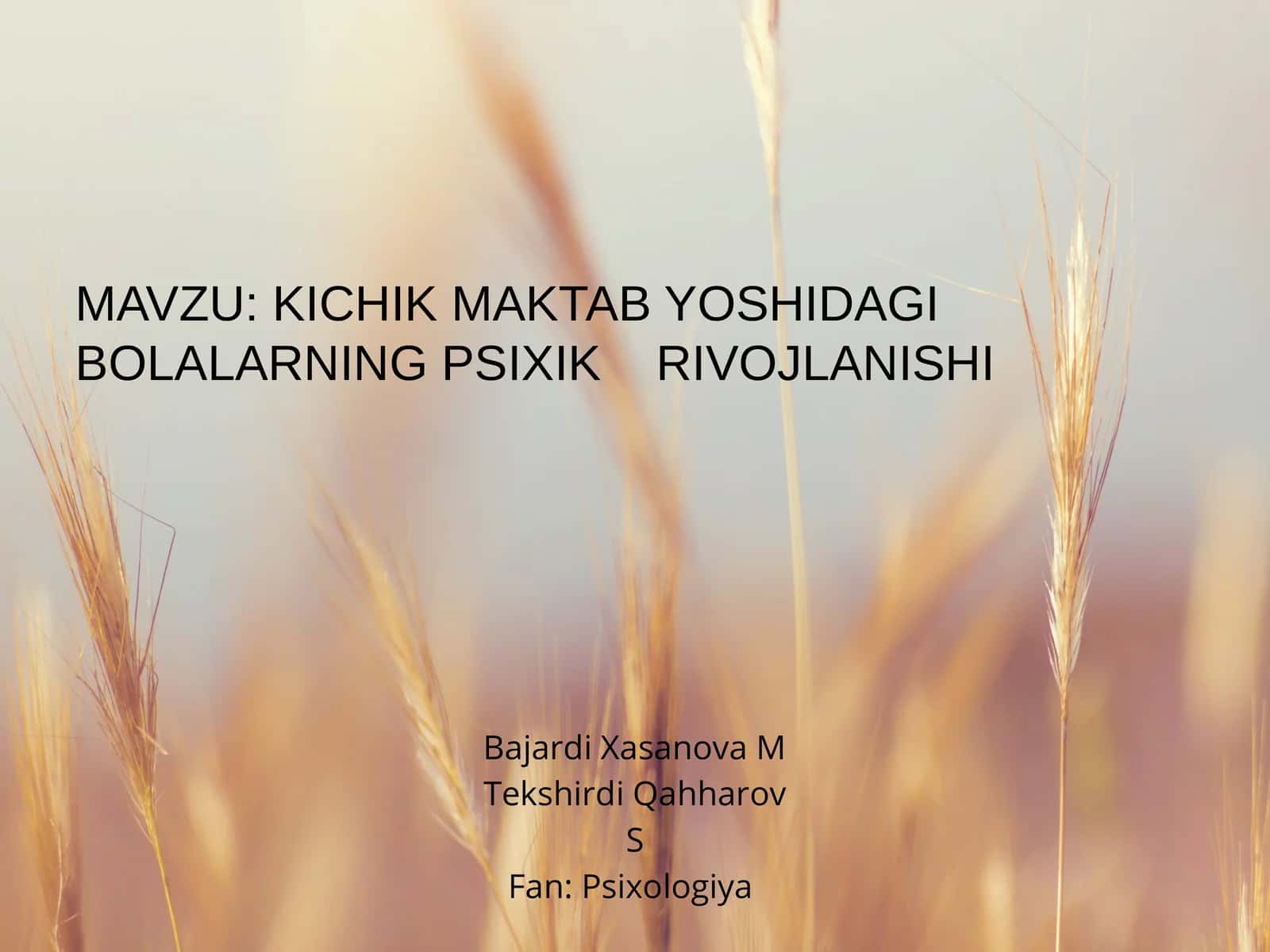 KICHIK MAKTAB YOSHIDAGI BOLALARNING PSIXIK RIVOJLANISHI