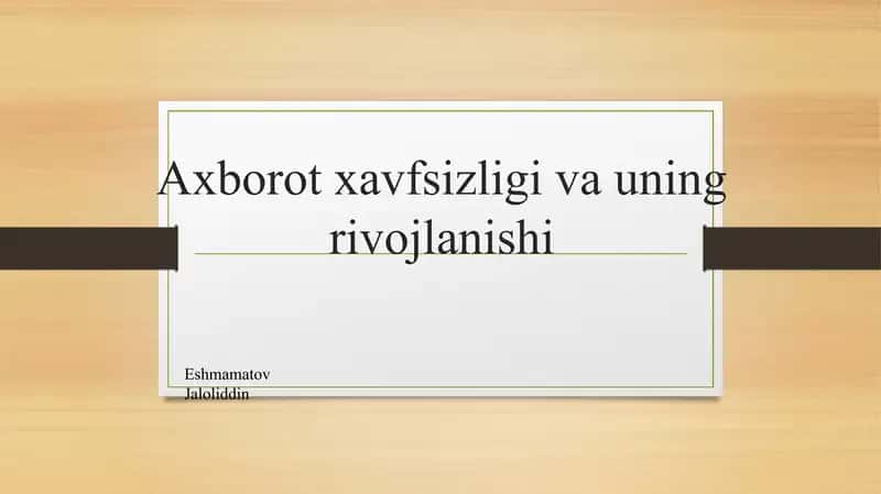 Axborot xavfsizligi