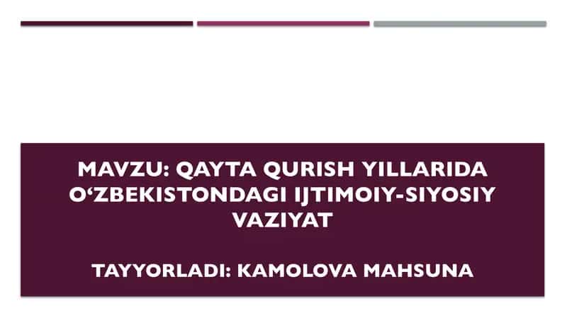 Qayta qurish yillarida Oʻzbekistondagi ijtimoiy-siyosiy vaziyat