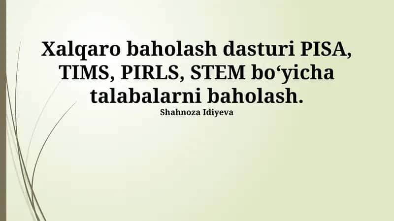 STEM Fanlari bo'yicha Talabalarni Baholash