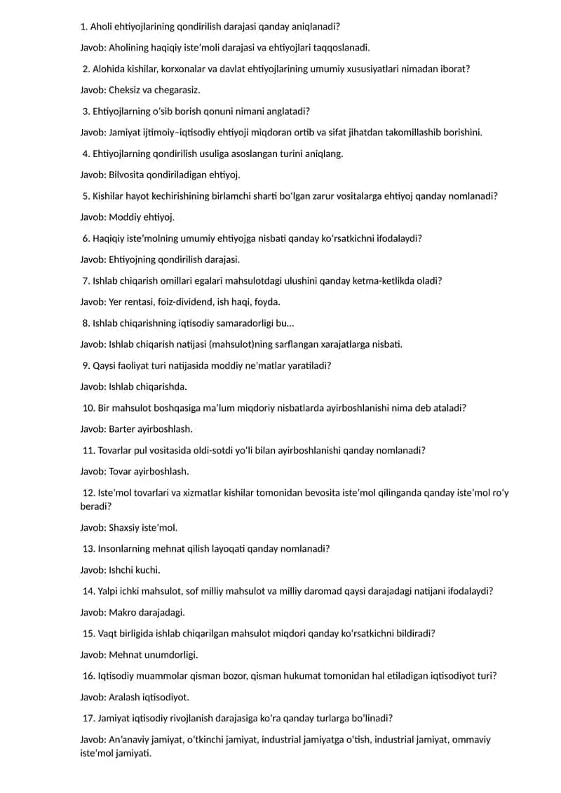 Ehtiyojlar va ularning qondirilishi