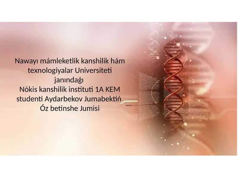 Nawayımámleketlikkanshilikhám texnologiyalar Universitetijanındaǵı Nókis kanshilikinstituti 1A KEM studenti Aydarbekov Jumabektiń