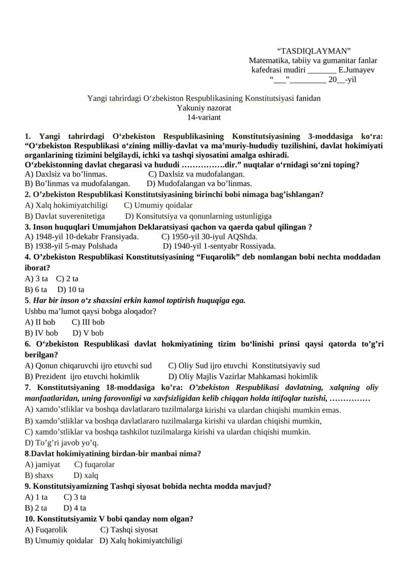 TASDIQLAYMAN