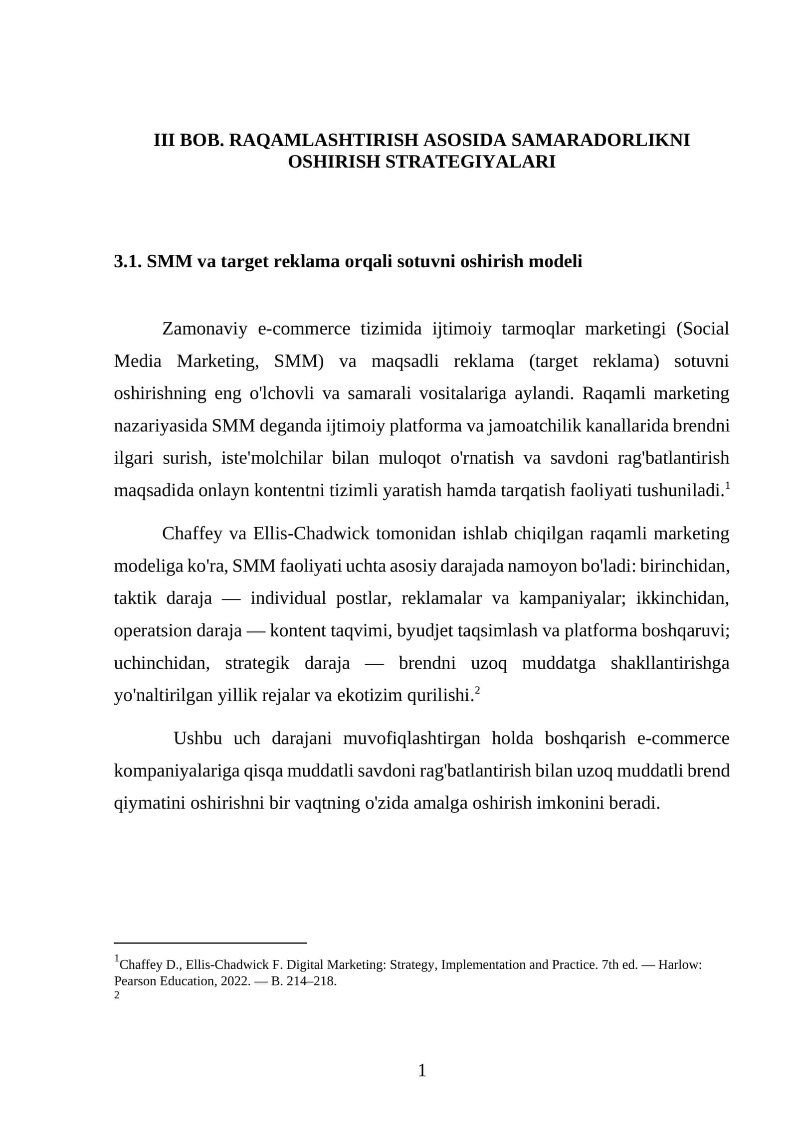 SMM va target reklama orqali sotuvni oshirish modeli