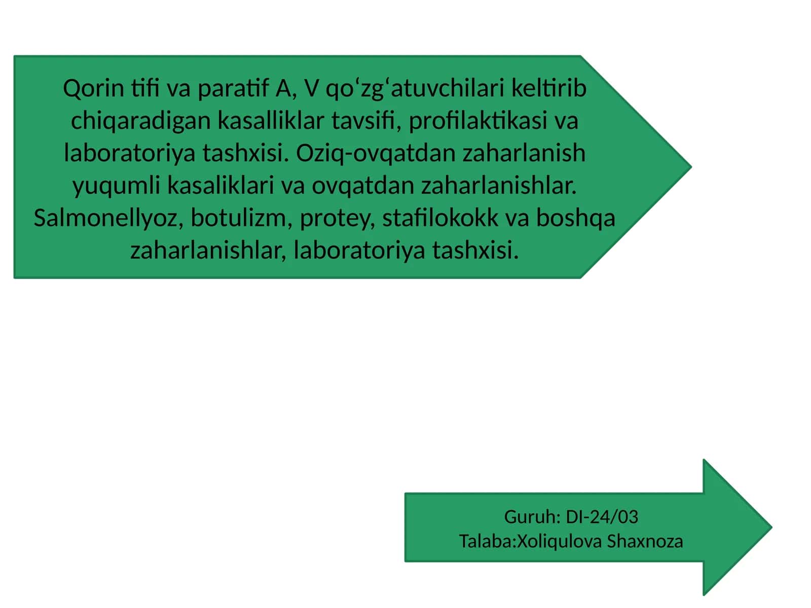 Qorin tifi va paratif A, V qoʻzgʻatuvchilari keltirib chiqaradigan kasalliklar tavsifi, profilaktikasi va laboratoriya tashxisi