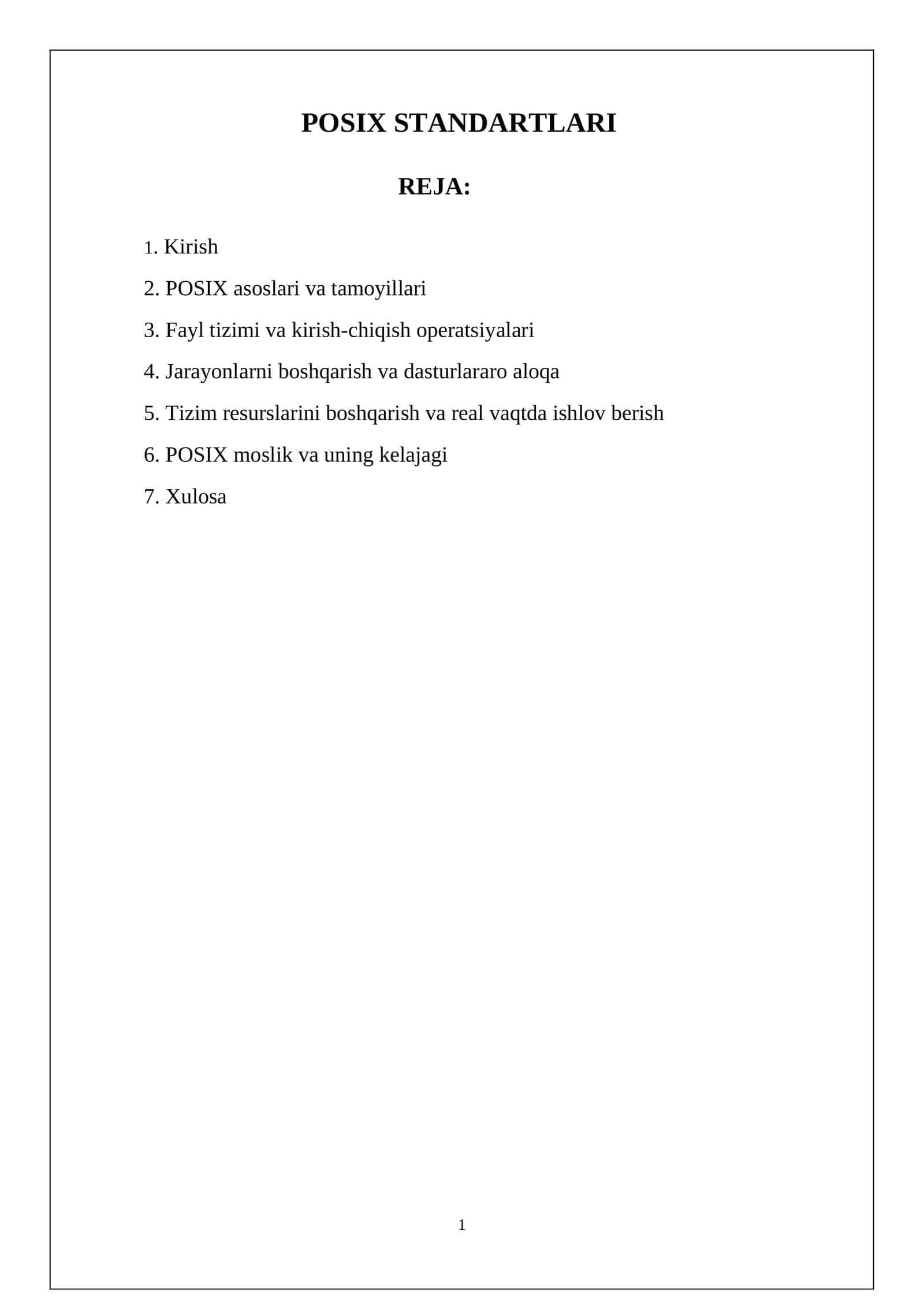 POSIX STANDARTLARI