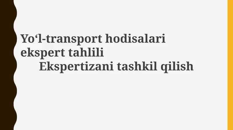 Yo‘l-transport hodisalari eksperttahlili