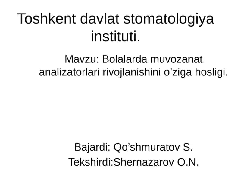 ANALIZATORLAR FUNKSIYALARINING UMUMIY QONUNIYATLARI