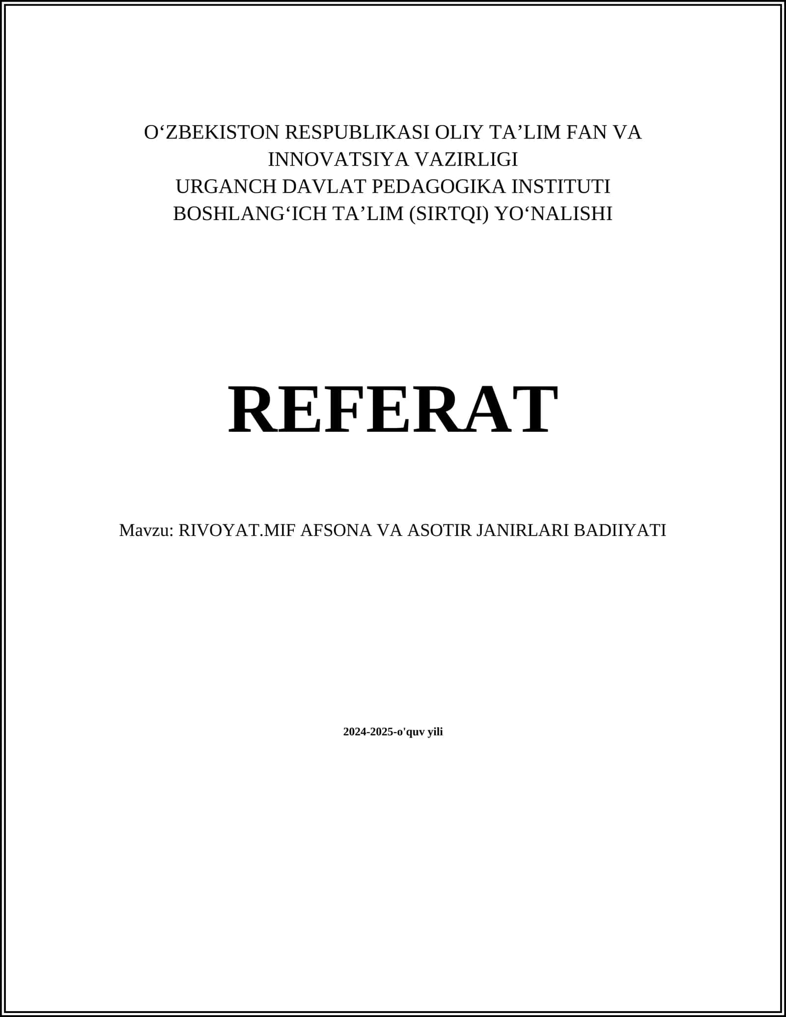 RIVOYAT.MIF AFSONA VA ASOTIR JANIRLARI BADIIYATI