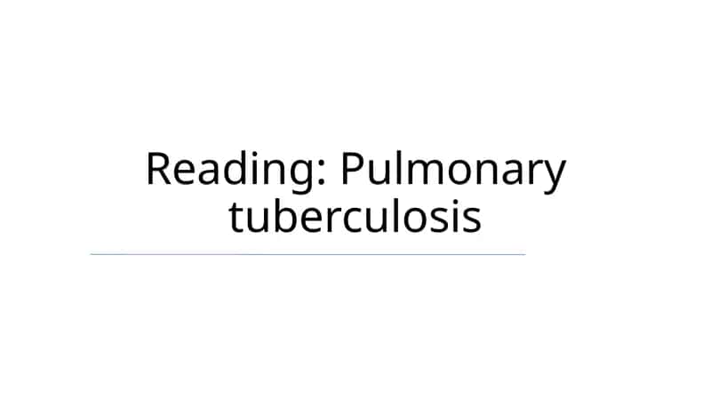Pulmonary tuberculosis