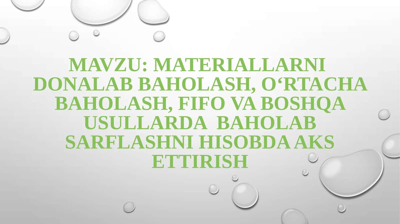 Materiallarni donalab baholash, oʻrtachabaholash, Fifova boshqa usullarda baholab sarflashni Hisobda aks ettirish