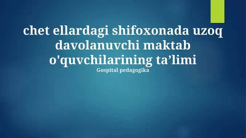 Chet Ellard Kasalxonasida Ta'lim Jarayonini Yaxshilash Yo'llari