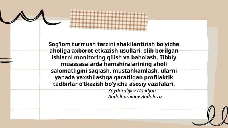 Sog‘lom turmush tarzini shakllantirish