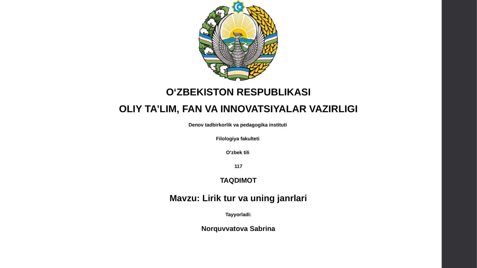 Lirik tur va uning janrlari