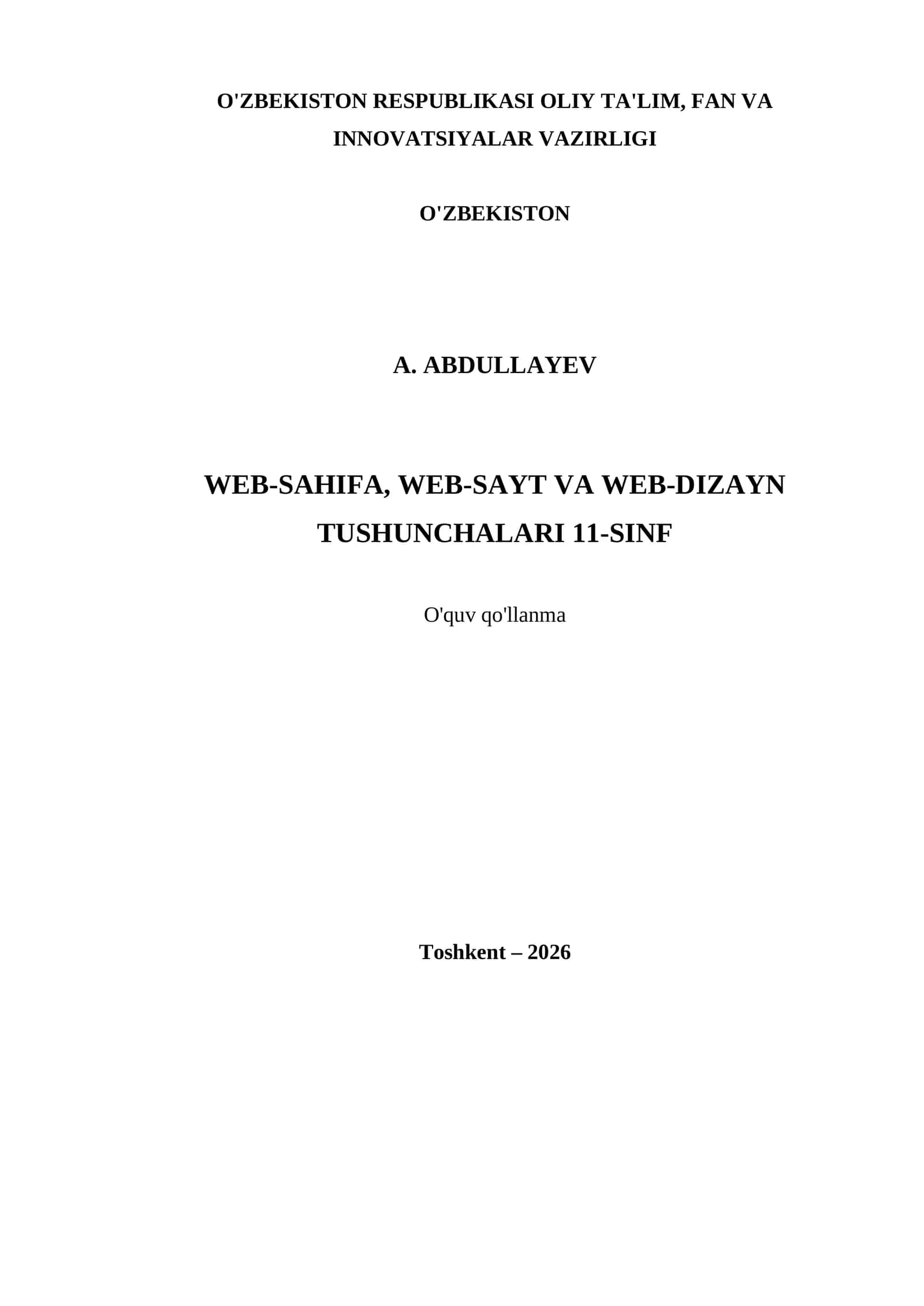 WEB-SAHIFA, WEB-SAYT VA WEB-DIZAYN TUSHUNCHALARI 11-SINF