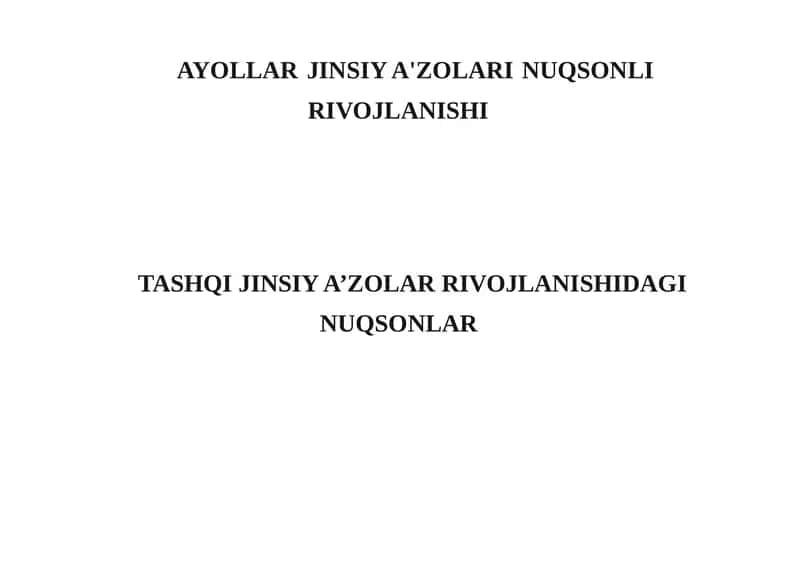 AYOLLAR JINSIYA'ZOLARI RIVOJLANISHI