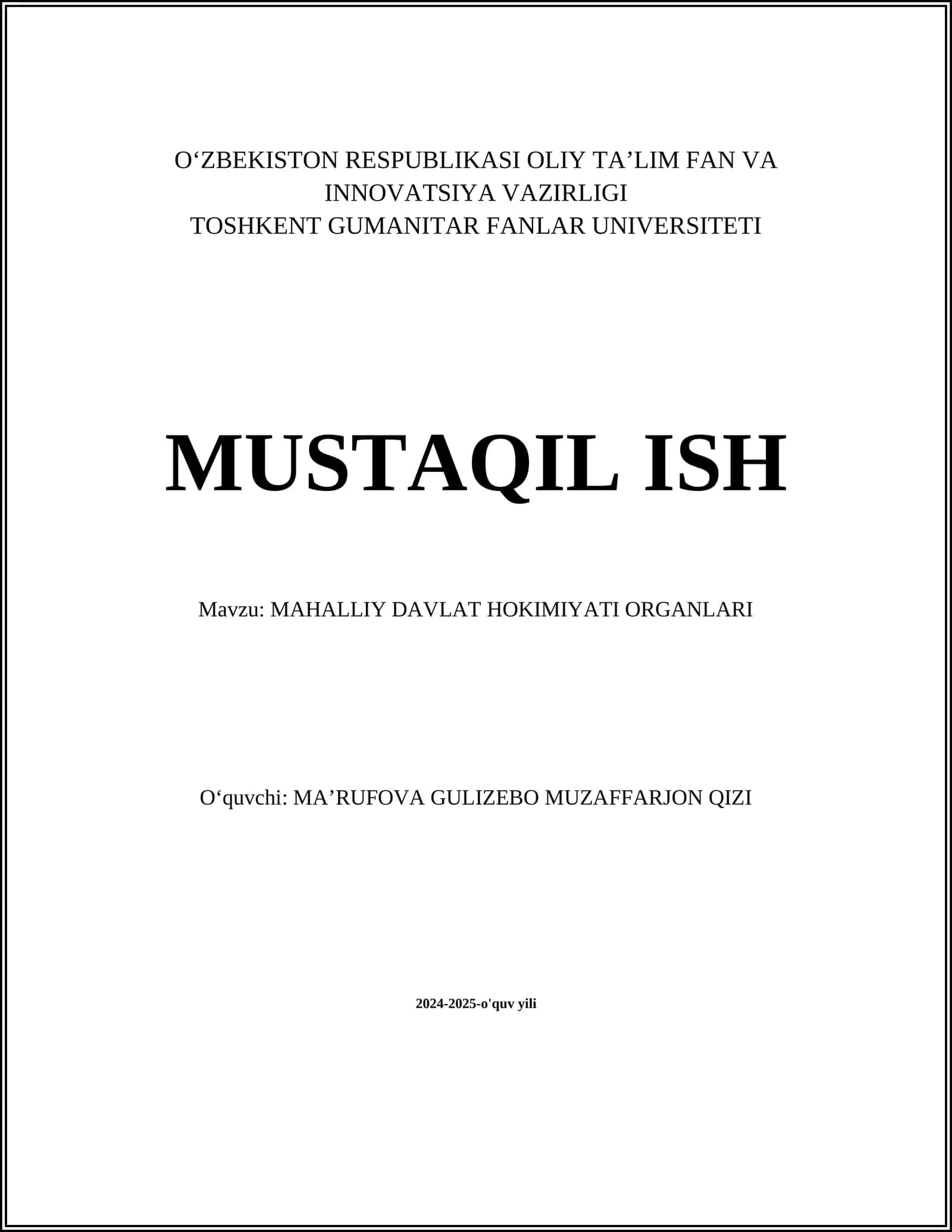 Mahalliy Davlat Hokimiyati Organlari