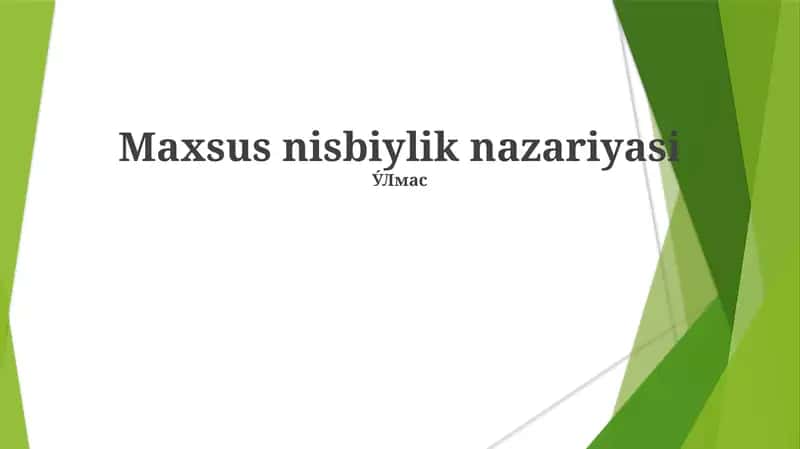 Maxsus nisbiylik nazariyasi