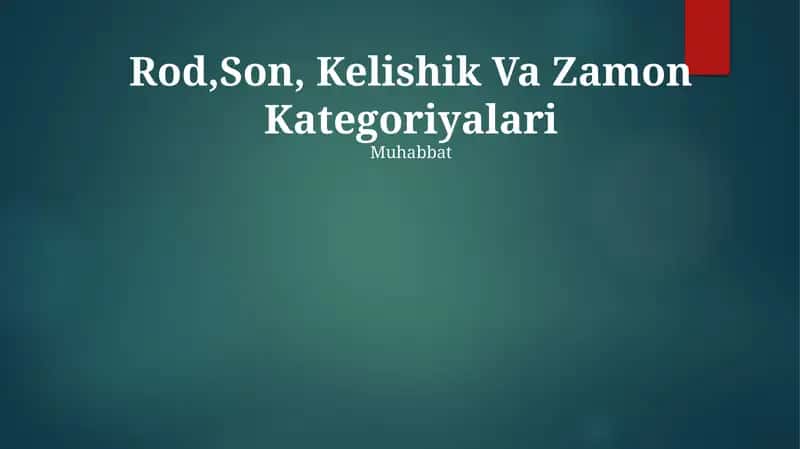 Fe'l zamon turkumlari