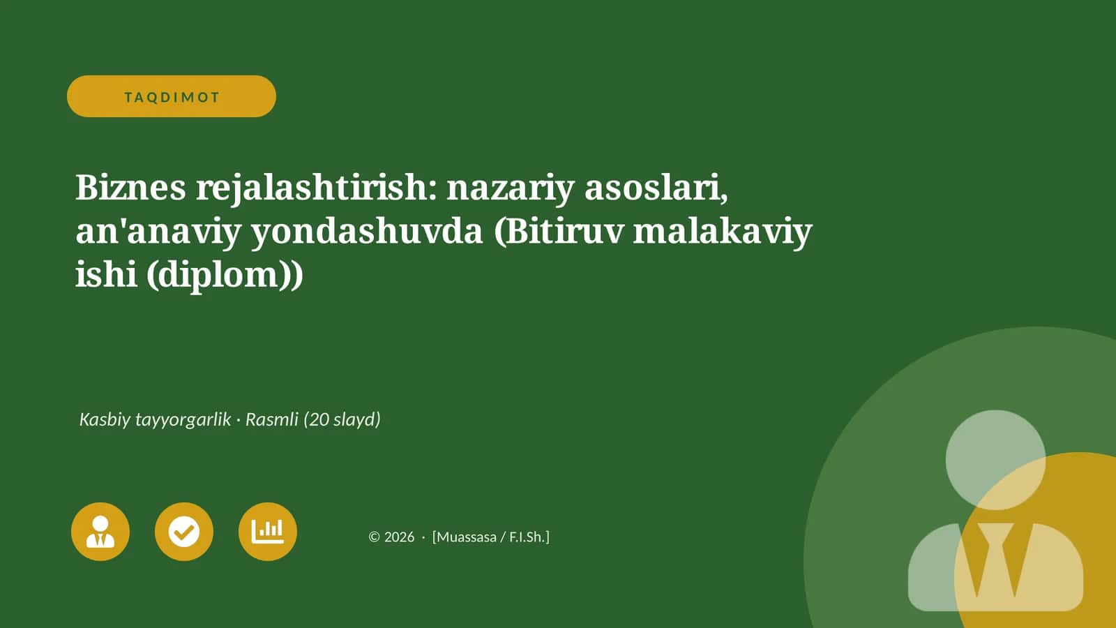 Biznes rejalashtirish: nazariy asoslari, an'anaviy yondashuvda (Bitiruv malakaviy ishi (diplom))