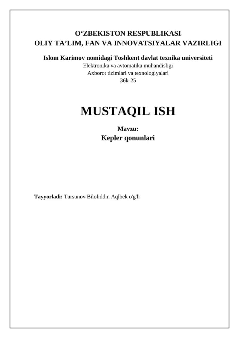 Kepler qonunlari