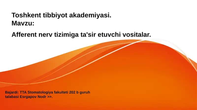 Afferent nerv tizimiga ta'sir etuvchi vositalar