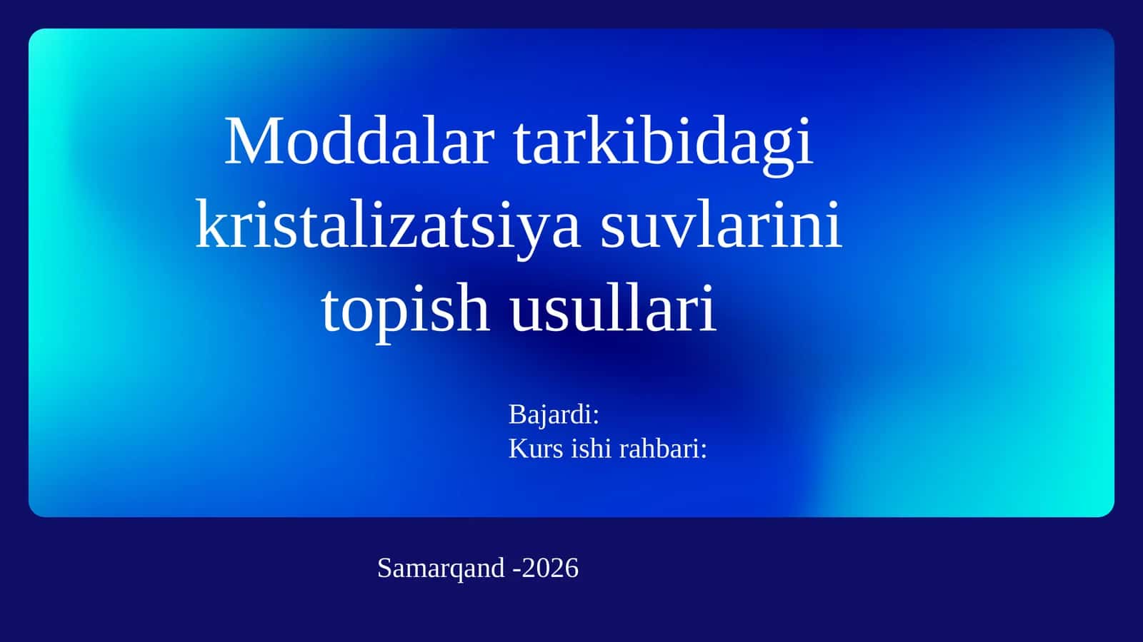 Moddalar tarkibidagi kristalizatsiya suvlarini topish usullari